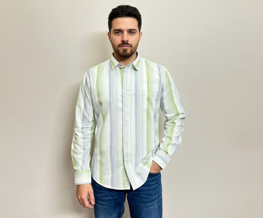 Men's Slim Fit 100% Cotton | Button Down Collar | Casual Striped Shirt