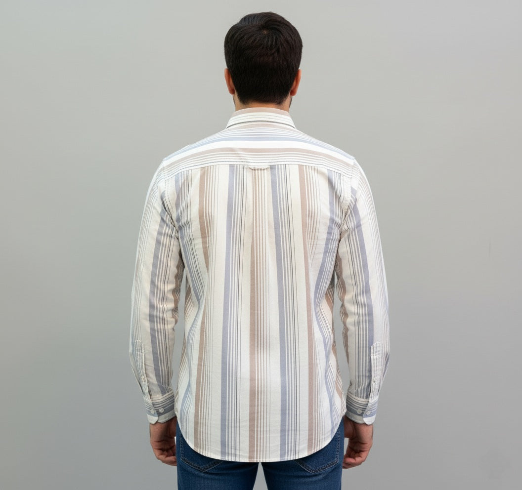 Men's Slim Fit 100% Cotton | Button Down Collar | Casual Striped Shirt