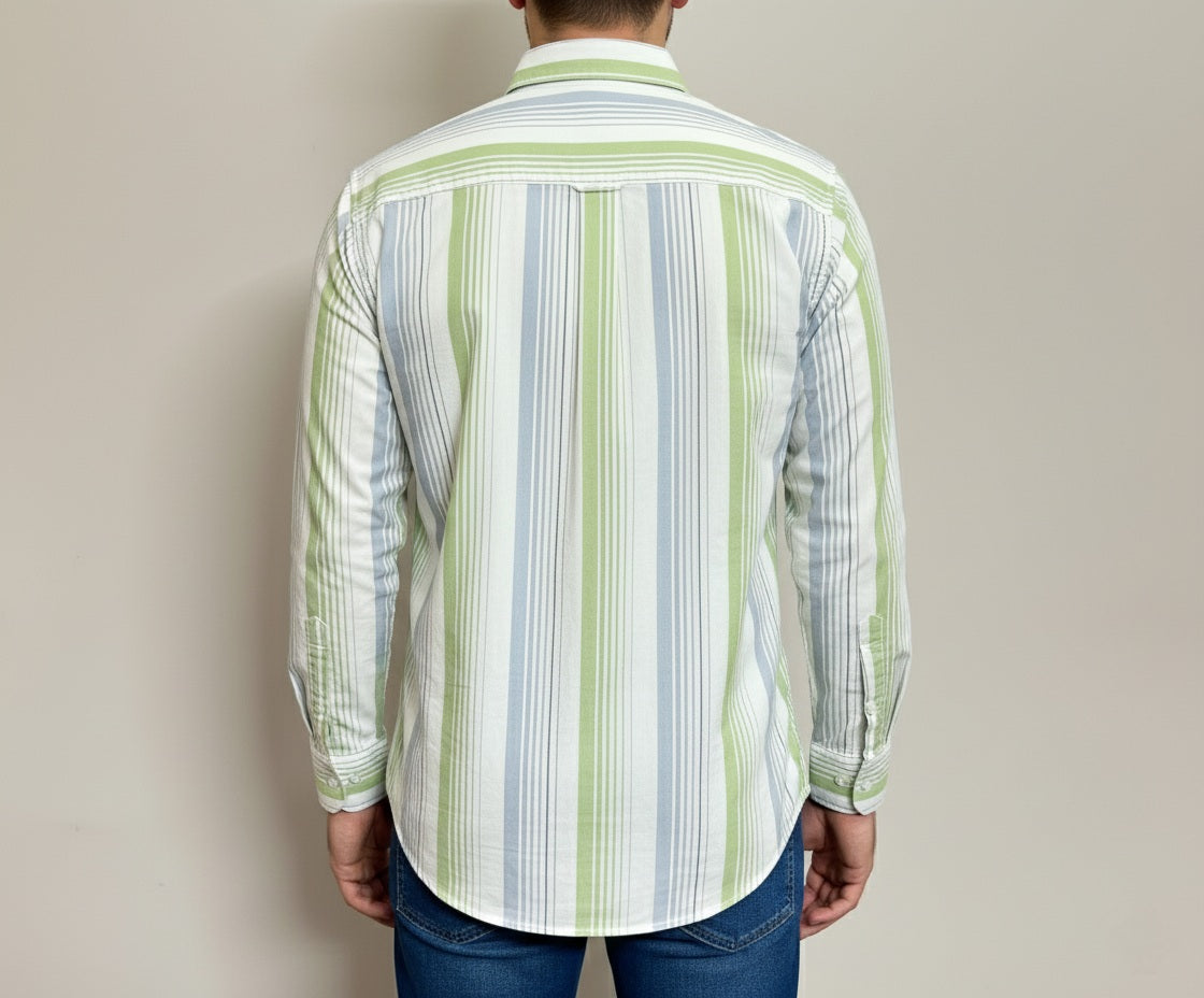 Men's Slim Fit 100% Cotton | Button Down Collar | Casual Striped Shirt