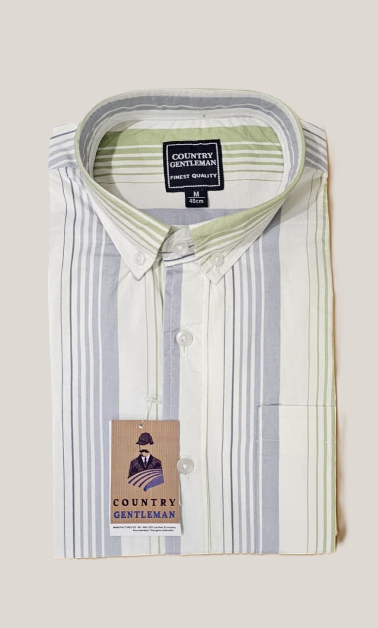 Men's Slim Fit 100% Cotton | Button Down Collar | Casual Striped Shirt
